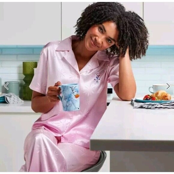 Disney Olaf Sleep Set for Women – Frozen XS New NWOT Pink Satin PJ Sleepwear 110 - Picture 2 of 16